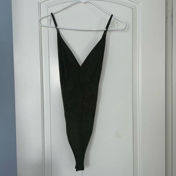 forever 21 olive green suede bodysuit - Picture 1 of 5